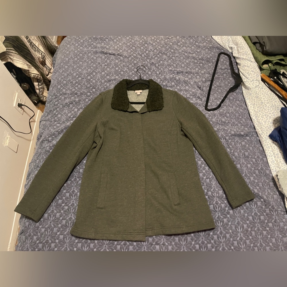 J. Jill Olive Pea Coat with Dark Collar - Picture 2 of 8